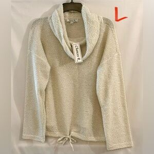 Chico's R Cream Cowl Neck Sweater